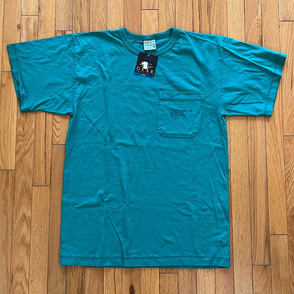 VTG Deadstock Gear For Sports Notre Dame Pocket T-Shirt NOS Single Stitch USA